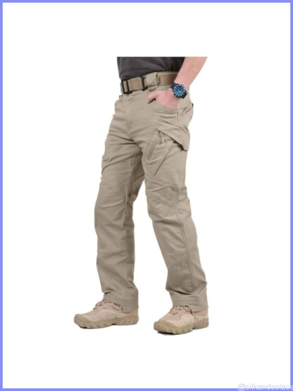 Men's Cotton Spandex Stretch Tactical Cargo Hiking Pants 9 Pockets